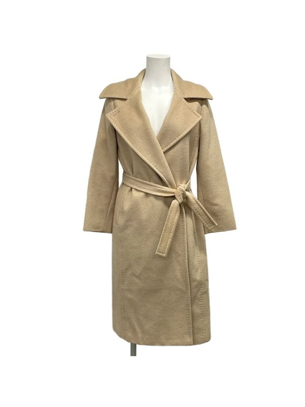 Max Mara Coat 36 S Manuela Light Beige Long Sleeve Autumn Winter